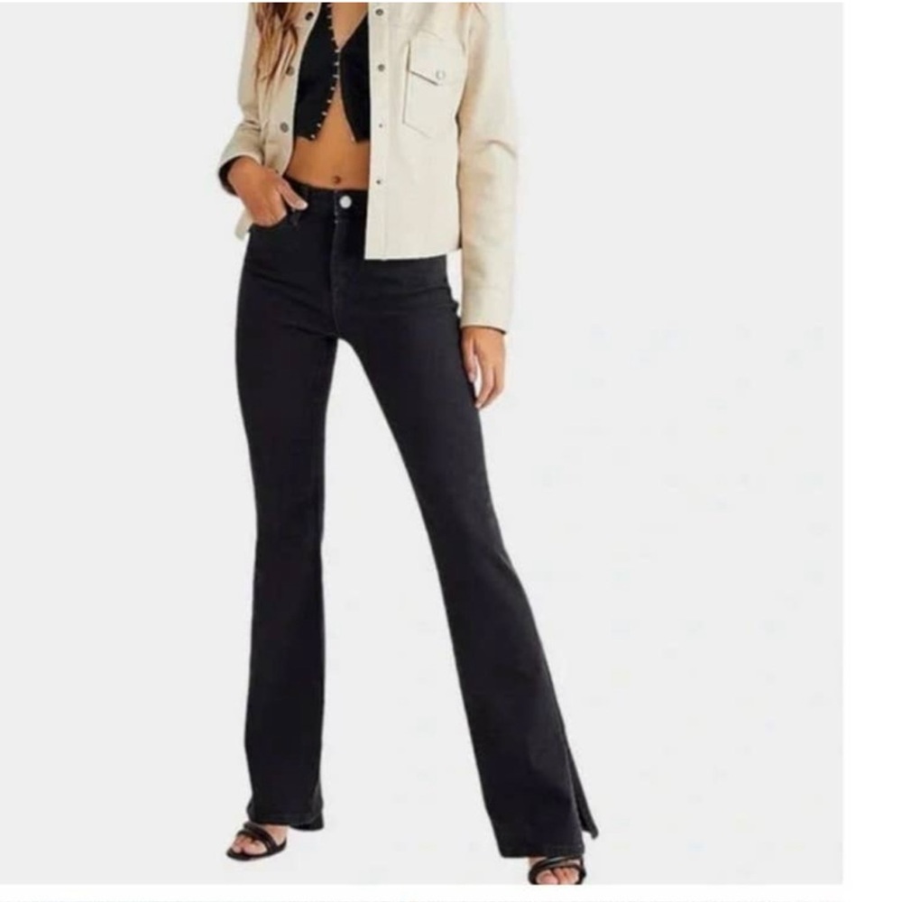 BlankNYC x Free People The Hoyt High-rise‎ Mini Flare Black Size 28R Moto Grunge